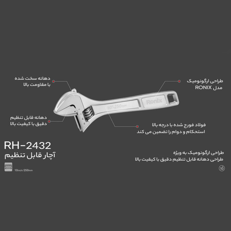 آچار فرانسه رونیکس مدل RH-2431 سایز 8