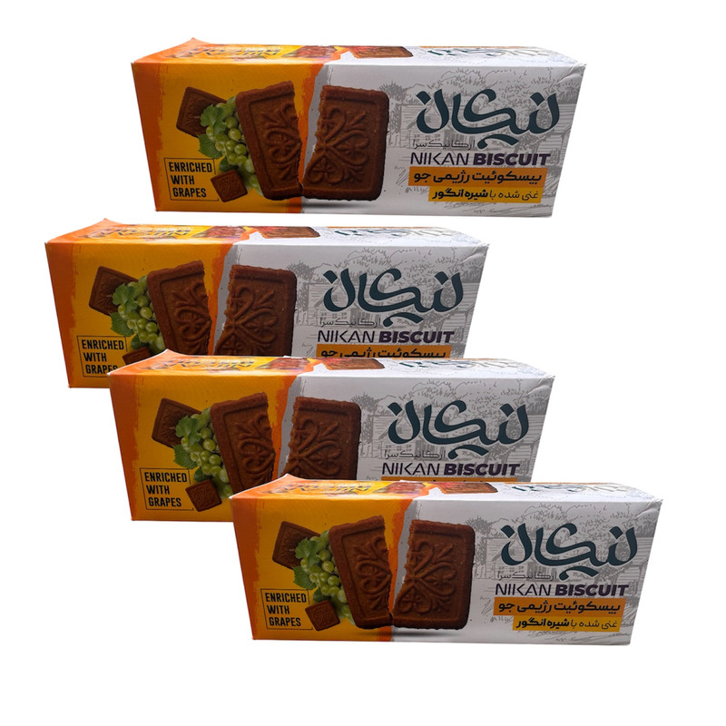 بیسکویت ساده رژیمی جو نیکان - 300 گرم بسته ۴ عددی